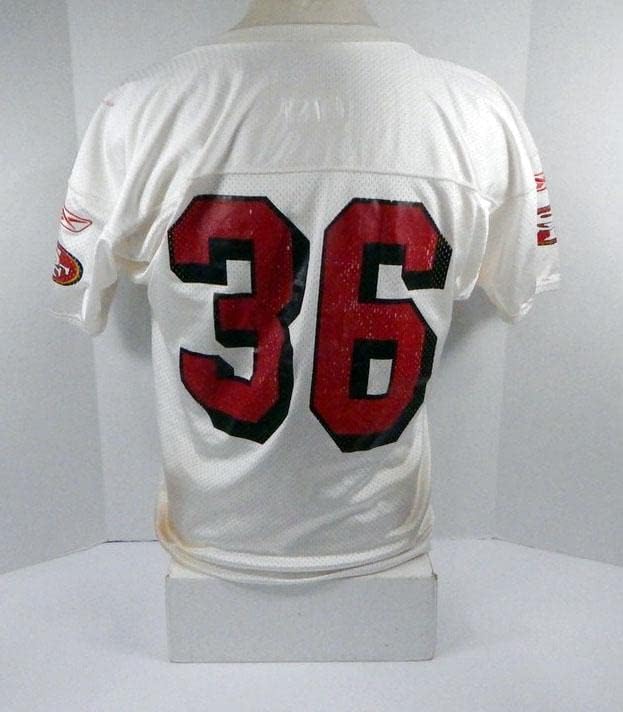 2004 San Francisco 49ers Shawnte Spencer 36 Oyun Kullanılmış Beyaz Antrenman Forması 387-İmzasız NFL Oyun Kullanılmış Formalar