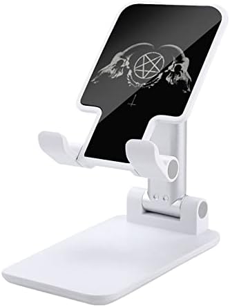 Gotik Gizli Şeytan Penta Sembolü Kafatası Katlanabilir cep telefon standı Ayarlanabilir tablet tutucu yuvası Ev Ofis Masaüstü Beyaz