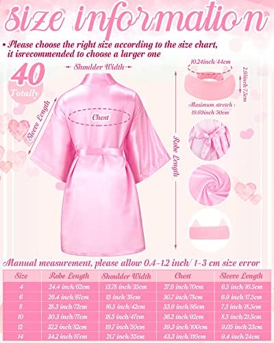 20 Paket Spa Parti Elbiseler Doğum Günü Kadro Elbiseler İpek Saten Çiçek Pijama Kimono Elbiseler DIY Bornoz Kedi Kulak Bandı