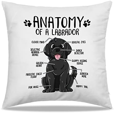 Labrador Anatomisi Siyah Labrador Atmak Yastık Kapakları 18x18 Köpek Severler için Hediye Labrador Anne Kızlar Kadınlar, ev Yatak Odası