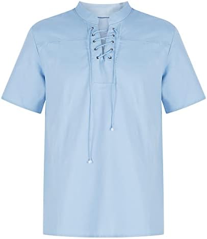 V Boyun T Shirt Erkekler Yaz Üstleri Retro Düz Renk Gevşek Rahat Kısa Kollu Gömlek Düzenli Fit Bluzlar