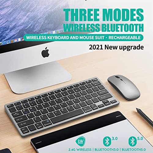 2.4 G Bluetooth Kablosuz Klavye ve Fare Combo, Windows, Bilgisayar, Masaüstü, PC, Dizüstü Bilgisayar, Mac Tablet, Akıllı TV için 12