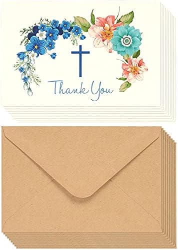 Christian Teşekkür Kartları, Zarflı Çiçekli Çapraz Tasarım (4 x 6 İnç, 48'li Paket)