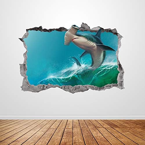 Çekiç Köpekbalığı Duvar Çıkartması Sanat Çökerttiğini 3D Grafik Çekiç Köpekbalığı Hayvan Okyanus Duvar Sticker Duvar Posteri Çocuk