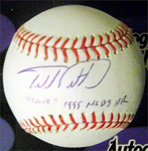 Todd Pratt imzalı Beyzbol yazılı Tank 1999 NLDS HR (NY Mets OMLB) sıg İmzalı Beyzbol Toplarında durum tonda yaşlanma solması