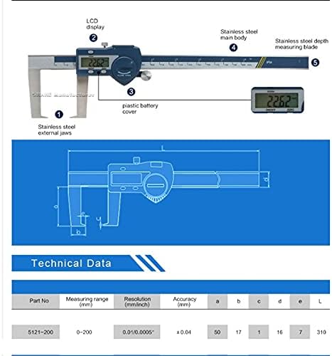 ZYZMH 0-200mm Dijital Dış Oluk Kumpas Düz Noktaları ile Paslanmaz Çelik Elektronik Dijital Sürmeli Kumpas