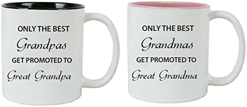 Sadece en iyi Büyükbabalar/Büyükanneler Büyük Büyükbaba/Büyükanne Seramik Kahve Kupasına Terfi Eder, (Siyah / Pembe)