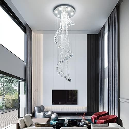 Aziz Mossi 7-Lights K9 kristal avize yağmur damlası avize ışık fikstürü, büyük avize Modern avize lamba, Modern kolye ışık gömme montaj