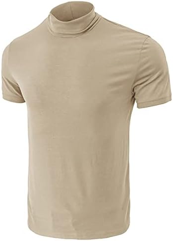ADSSDQ Kısa Kollu Atletik T Shirt Erkek Yaz Temel Büyük Boy Hafif Zayıflama Tees Katı Kaplumbağa Boyun İnce T Shirt
