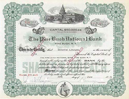 Pine Bush Ulusal Bankası-Pine Bush, NY-Stok Sertifikası