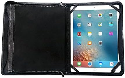 Deri Fermuarlı Padfolio Kılıf için 12.9 inç iPad Pro 2018, A4 Not Defteri
