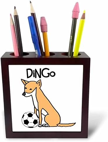 3dRose Komik Sevimli Avustralya Dingo Vahşi Köpek Futbol Sporları Oynuyor. - Karo Kalem Tutucular (ph-369365-1)