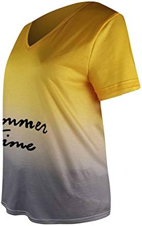 Yaz Tee Gömlek Kadın Degrade Kısa Kollu Konumlandırma üst V Yaka Baskı günlük t-Shirt Kadın Gömlek Boyutu