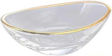 GENİGW Tekne Şekilli Cam sos tabağı Altın Kenar Daldırma Plakası Temizle Mini Baharat sos tabağı Ev Restoran Otel için-Altın Kenar