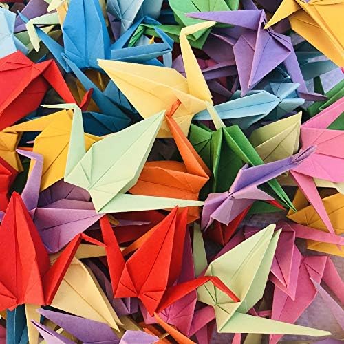 100 ADET Katlanmış Gökkuşağı Origami Vinçler Hazır Kağıt Vinçler El Yapımı DIY Kuş Çelenk Düğün Parti Doğum Günü Bebek Duş Flama 1
